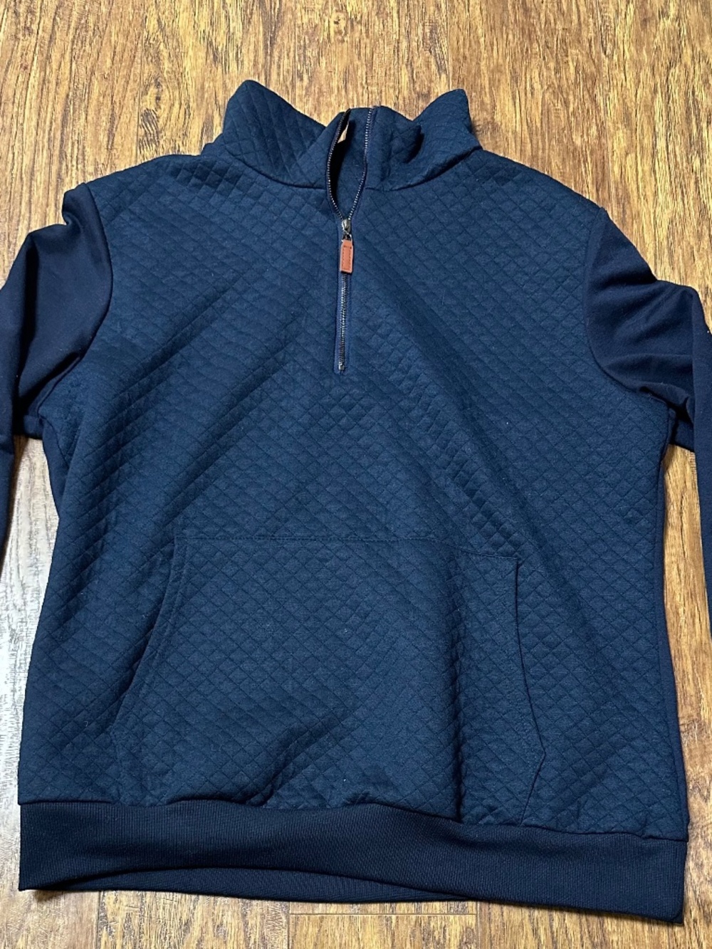 BTFBM Navy Blue Quilted Pullover Sweatshirt 1/4 Zip Size Large